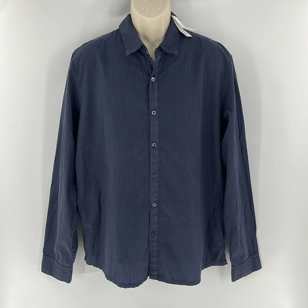 JAMES PERSE Men’s Size 3/Large Long Sleeve Button Down Shirt Striped Grey/Purple